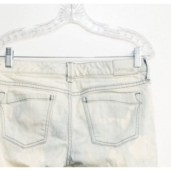 Express Womens Blue Jeans Acid Washed Polycotton Denim Skinny Distressed Zip 6 - Picture 4 of 6